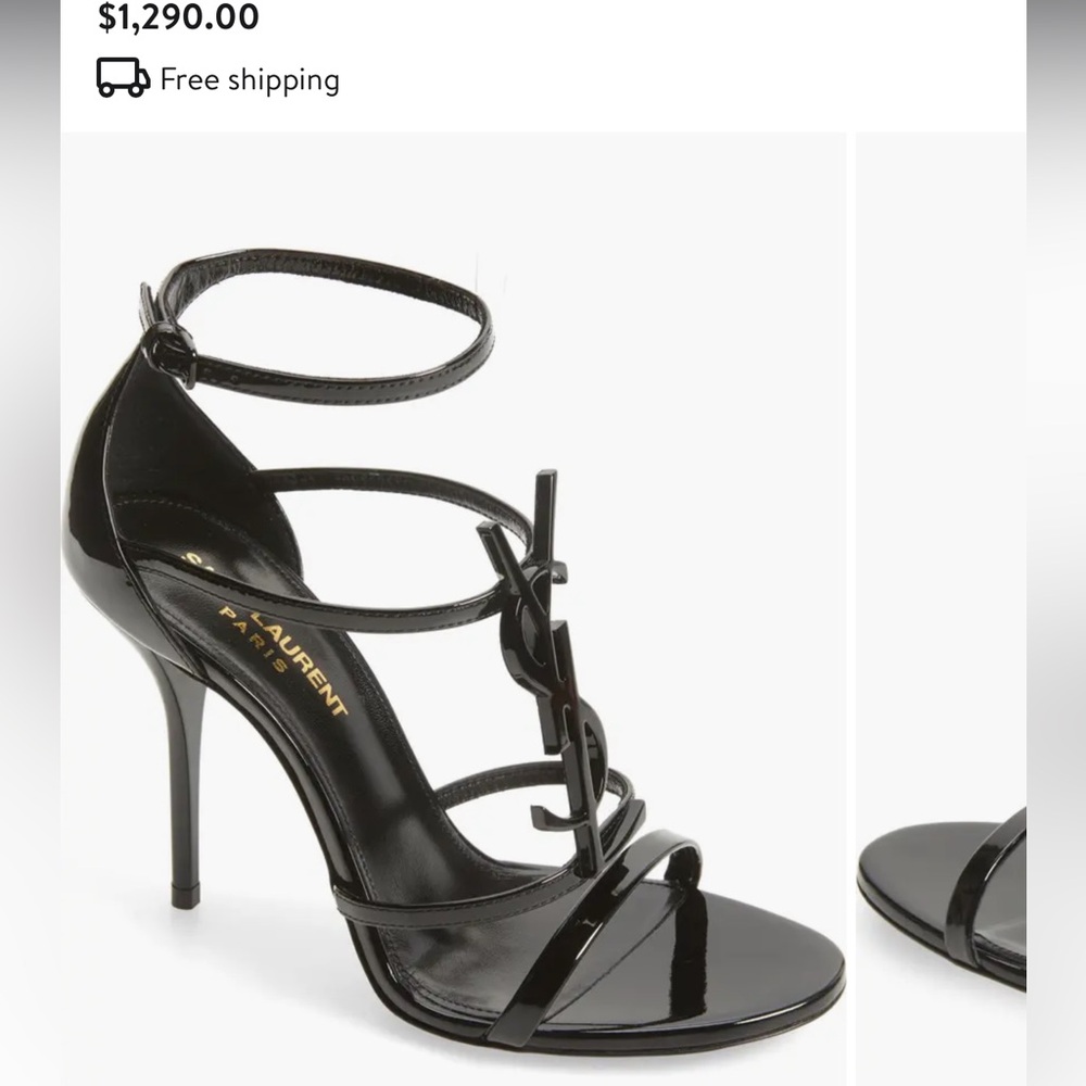 Cassandra YSL logo sandal.